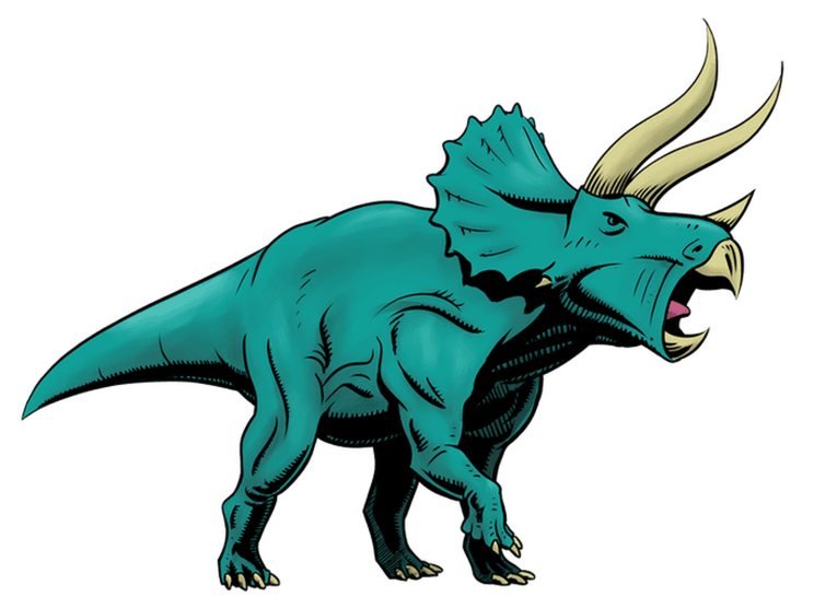 Finished illustration of triceratops in color